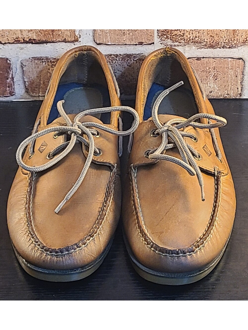 Sperry Top Sider Boat Shoes Mens Sz 13 Tan Leather Authentic Original Two-Eyelet